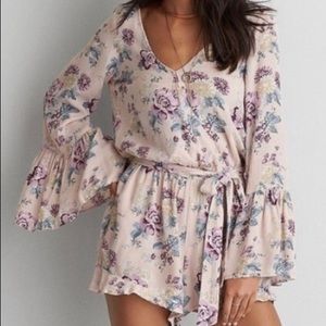 Pink floral romper